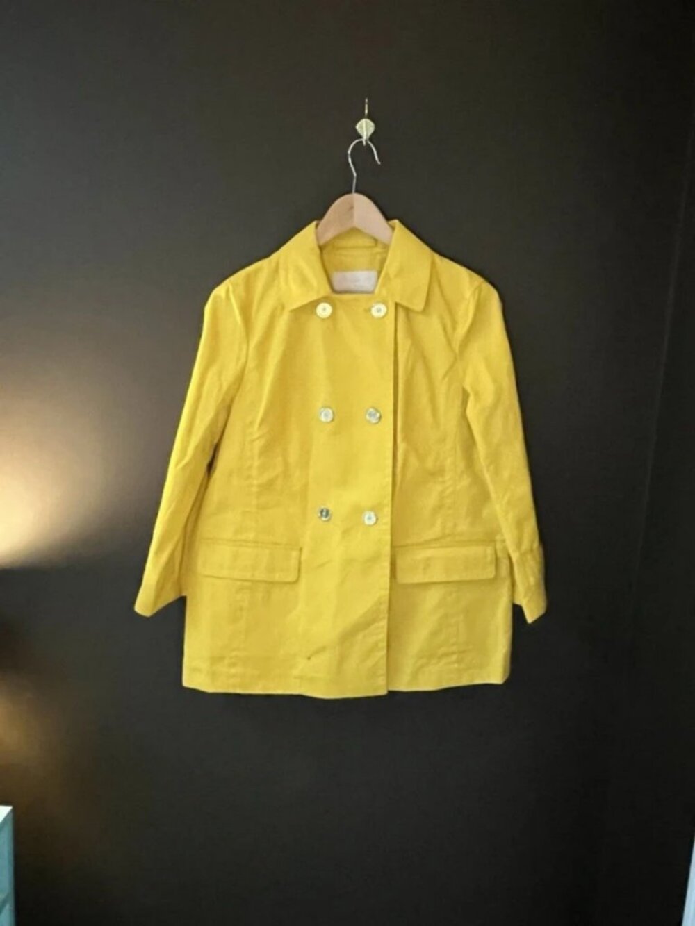 Banana Republic Womens Small Yellow Double Breasted Trench Coat 100% Cotton